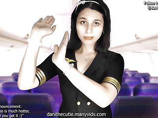 Hottie flight attendant DaniTheCutie lets you fuck her and cum on her face after you convince her during your hazy flight