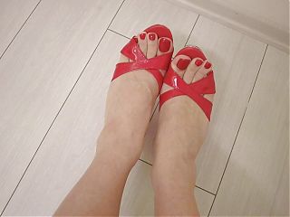 Sexy feet and red platform heels